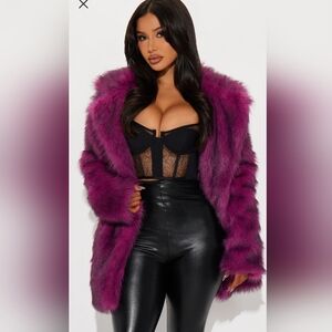 Women's Purple Faux Fur Coat
